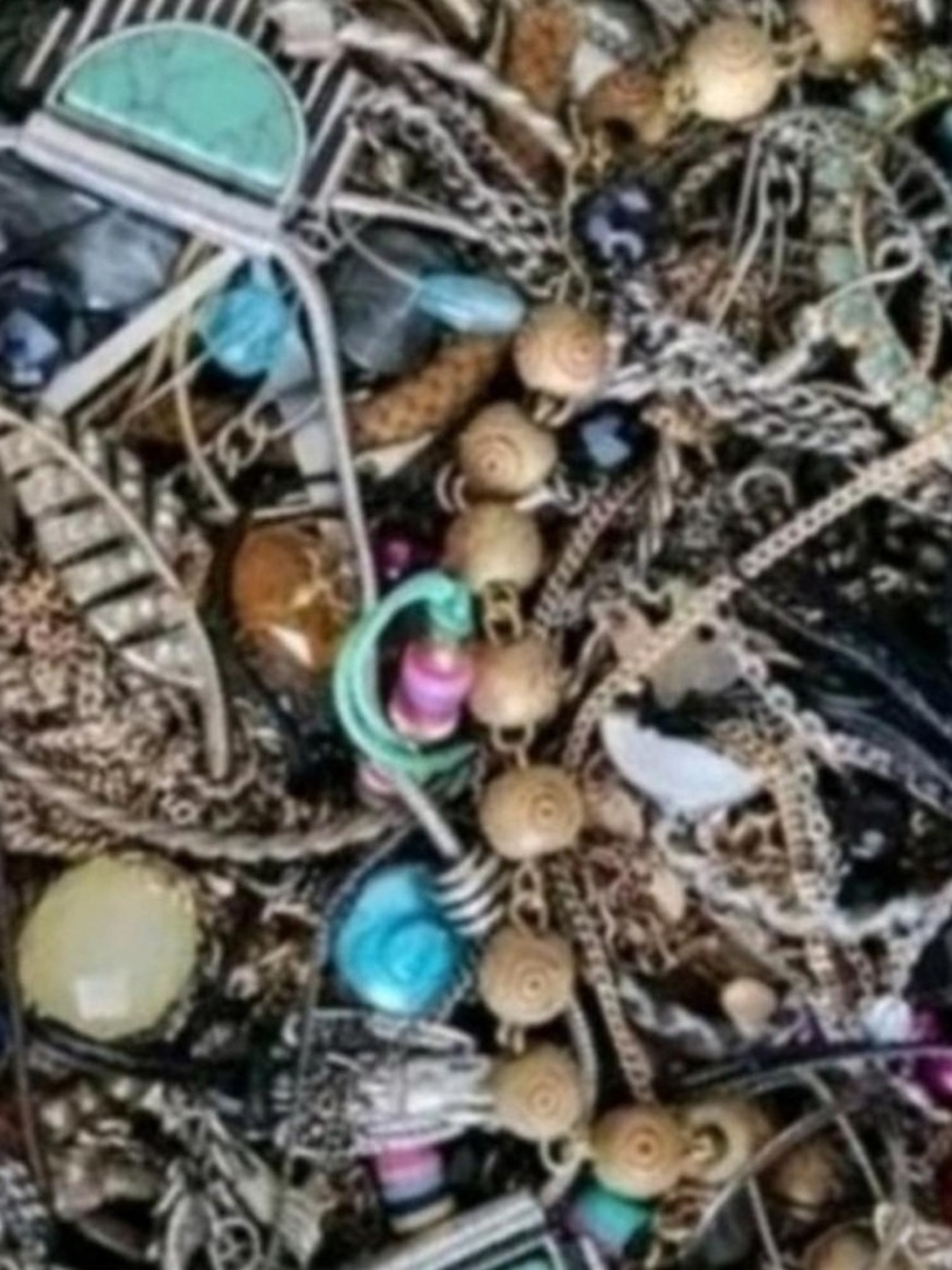 3 pounds jewelry lot rings necklaces earrings pins random selection from boxes